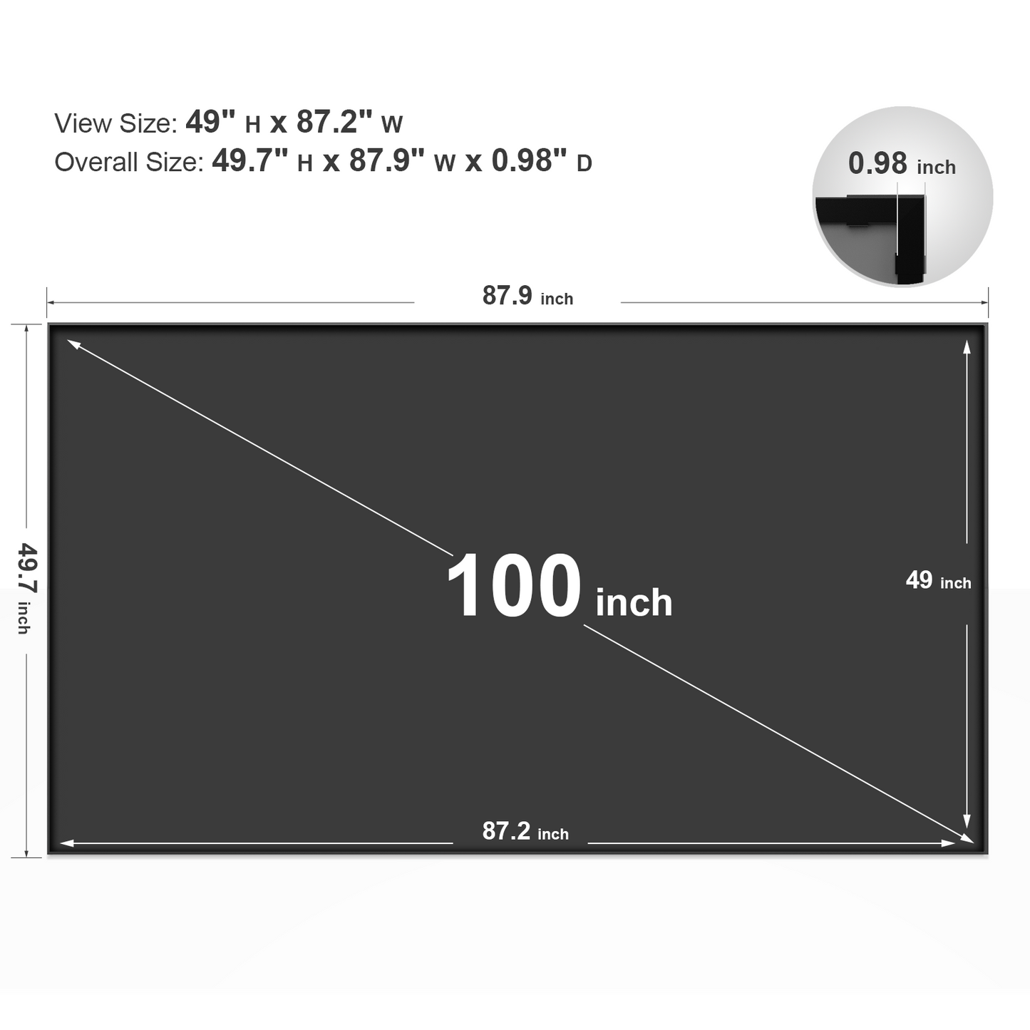 Wemax 100-inch Rollable Ultra Short Throw CLR Fixed Frame Screen